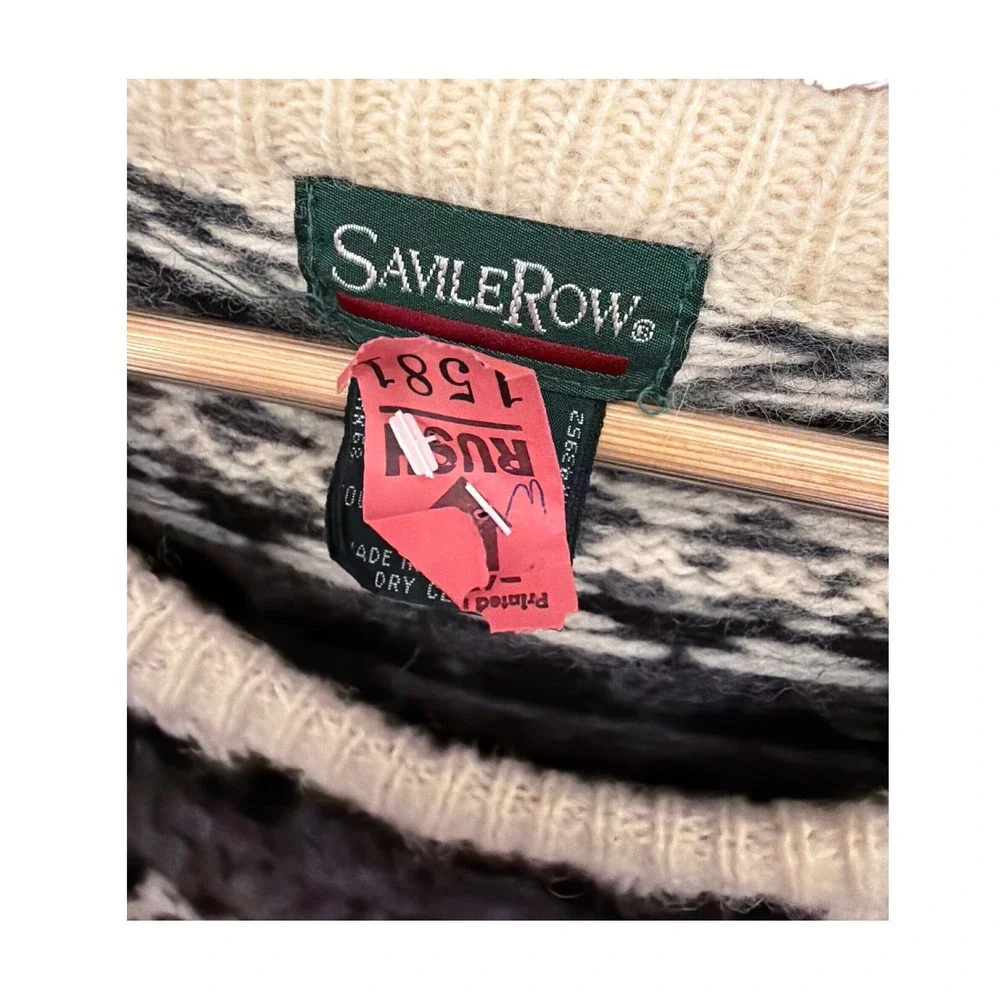Vintage Savile Row Wool Sweater Fair Isle Cabin Core Dark Academia Nordic
